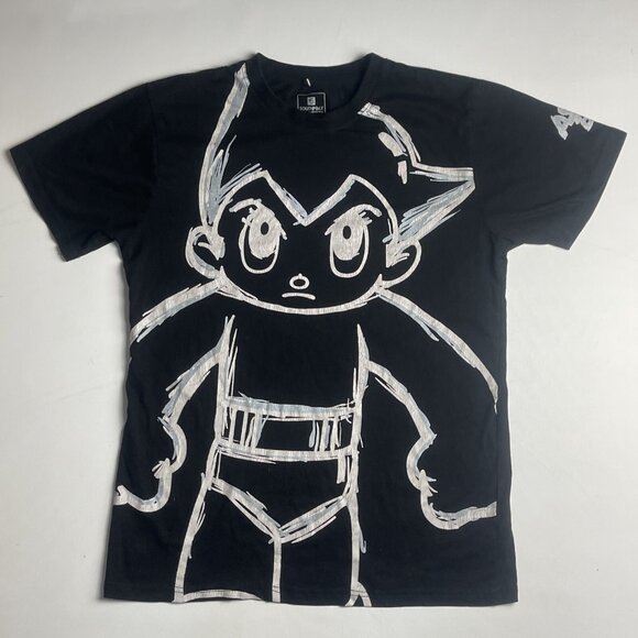 Astro Boy x Southpole Men T-Shirt M Y2K Black Logo Graphic ALL OVER PRINT Anime - Picture 1 of 11